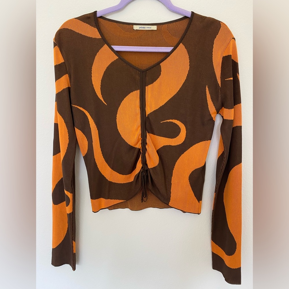 Size M Paloma Wool Long Sleeve ‘Hurucan’ Orange Swirl Top